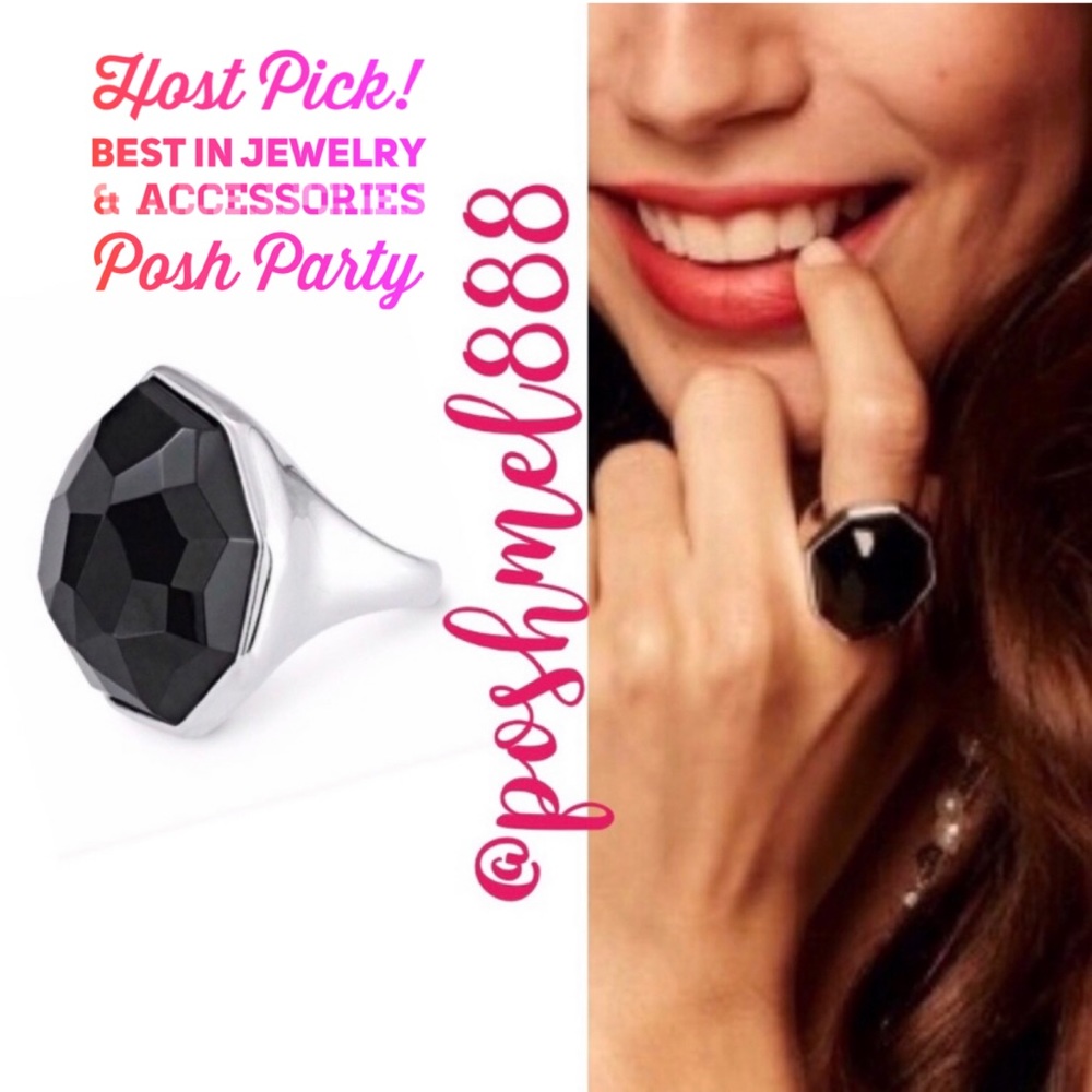 Stella & Dot | STUNNING Retired Nouvelle Black+Silver Cocktail Ring